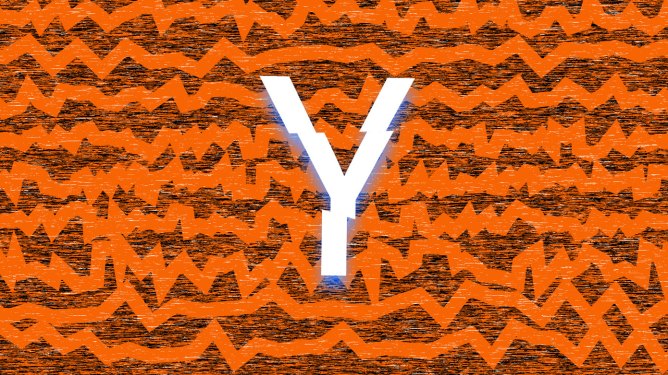 distorted Y Combinator logo on a background of jagged thick lines