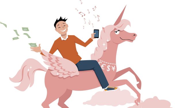 Concept illustration depicting startups and unicorns