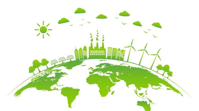 Concept illustration depicting climate and green energy