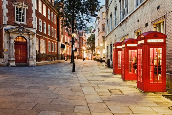 Red telephone booths London