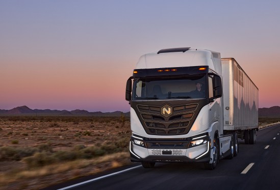 Nikola battery electric semi truck on the road