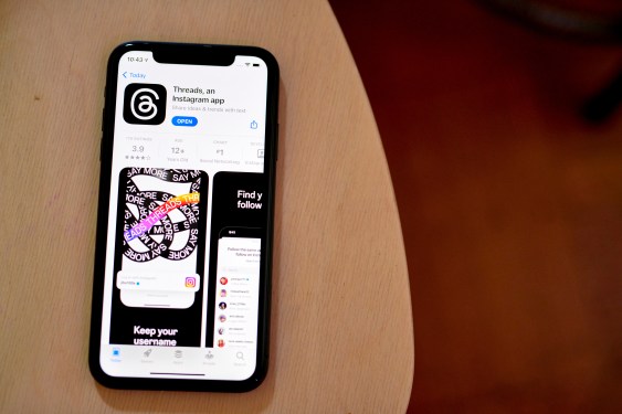 The Threads application for download in the Apple App Store on a smartphone