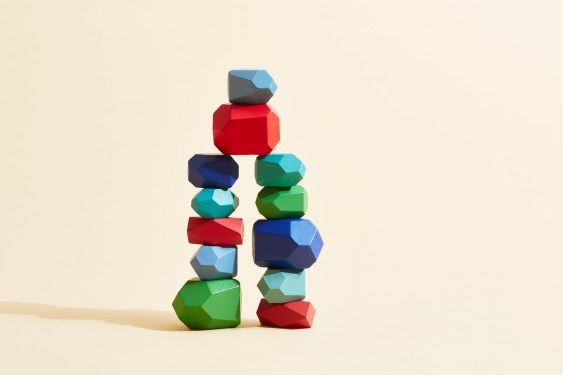 A stack of multicoloured pebbles