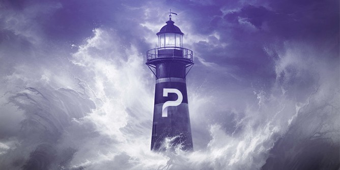 render of a lighthouse in a storm