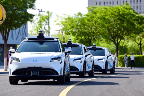 Self-driving taxis are tested on a street in Ordos, Inner Mongolia, China