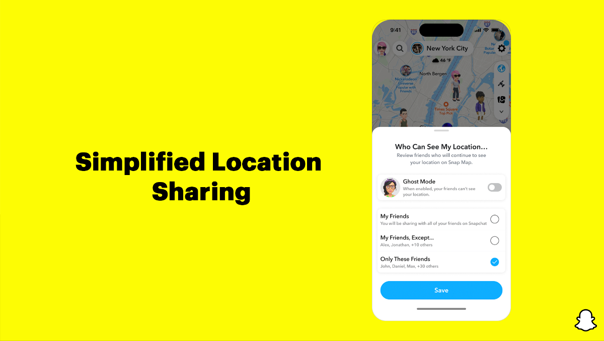 Snapchat simplified location sharing