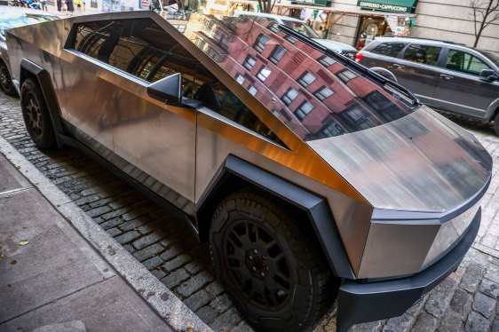 Tesla Cybertruck is seen parked on a street in Brooklyn, New York City, United States of America on July 7th, 2024. (Photo by Beata Zawrzel/NurPhoto via Getty Images)