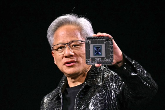 Nvidia CEO Jensen Huang delivers a keynote address at the Consumer Electronics Show (CES) in Las Vegas, Nevada on January 6, 2025.