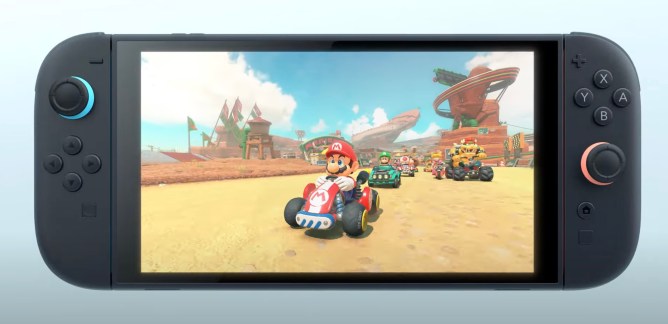 Mario Kart on handheld gaming device