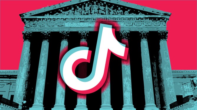 TikTok logo superimposed on Supreme Court building