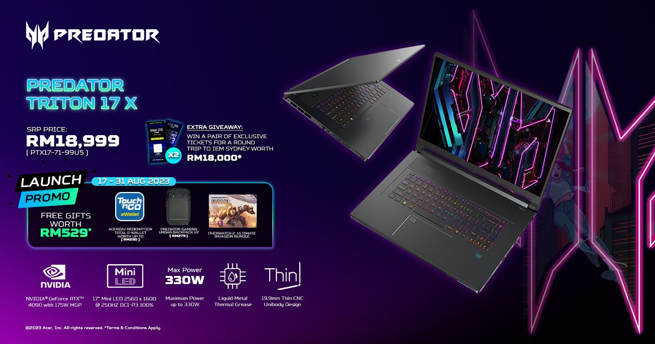 Acer Unveils Predator Triton 17 X, Slim Gaming Laptop With Intel Core i9 & RTX 4090 For RM18999 10