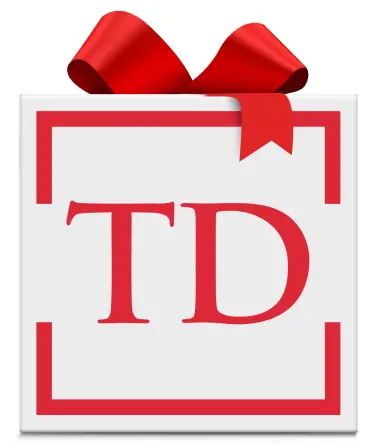 The Dispatch logo appearing as a present and wrapped with a red bow.