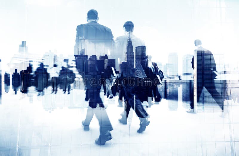 Abstract Image of Business People Walking on the Street stock photo