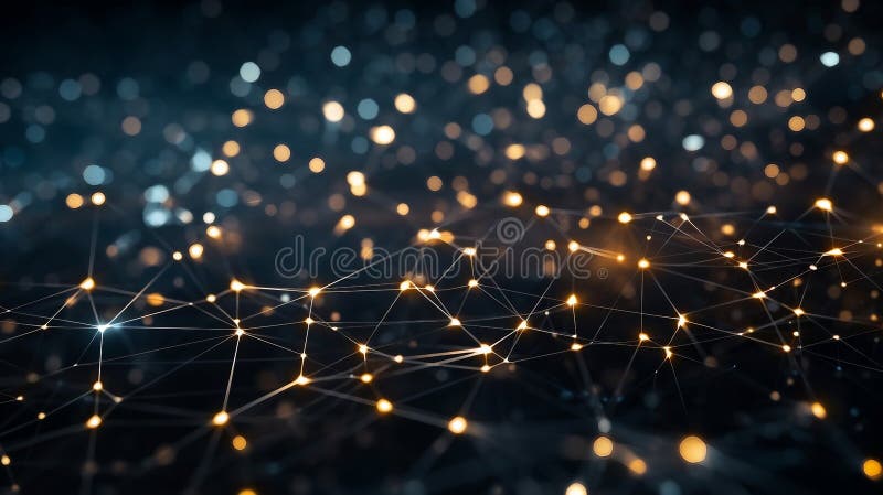 Abstract Visualization Of A Network With Illuminated Nodes And Lines, Perfect For Technology, Communication. Generative stock illustration