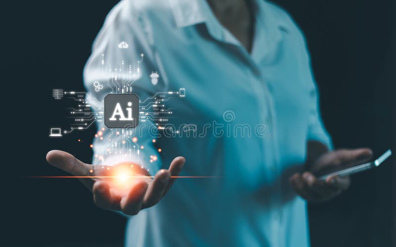 Ai assistant, business show virtual graphic digital Internet connect Chatbot Chat with AI, Artificial Intelligence. Using command royalty free stock photos