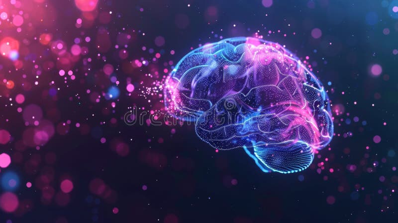 Colorful Abstract Brain Illustration, Generative AI royalty free stock photo