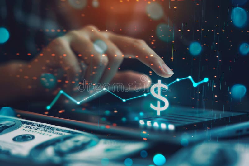 Digital financial analysis on futuristic interface stock photo