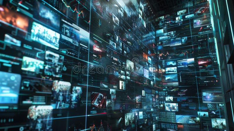 Futuristic Digital Data Wall - Generative AI royalty free stock photos