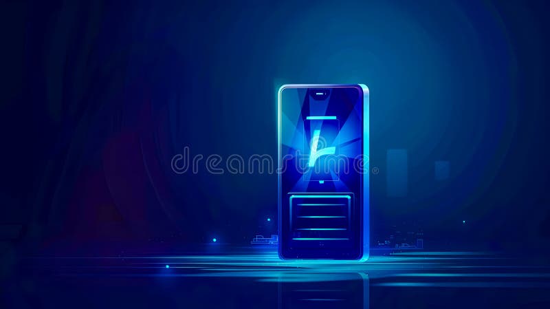 Futuristic Smartphone Charging with Neon Glow and High-Tech Energy Interface royalty free stock photography