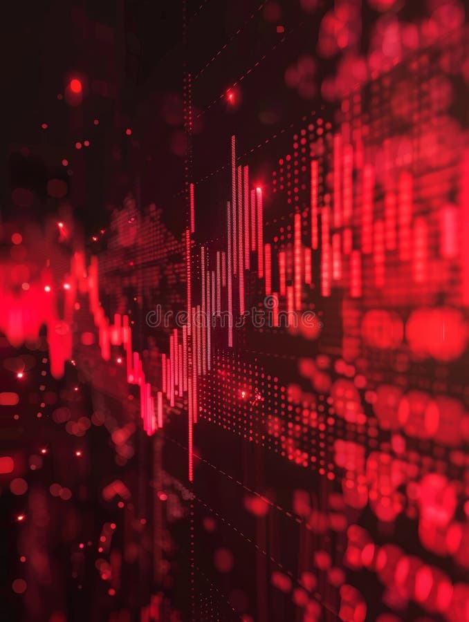 A glowing, data-driven cityscape in vibrant shades of red, symbolizing the energy, complexity, and rapid movements of the financial markets and the interconnected global economy AI generated