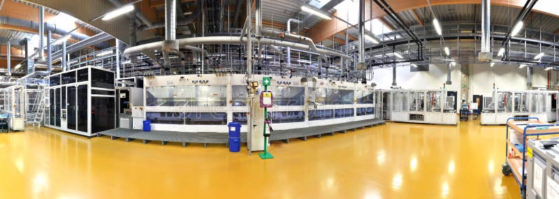 High tech factory - production of solar cells - machinery and in royalty free stock images