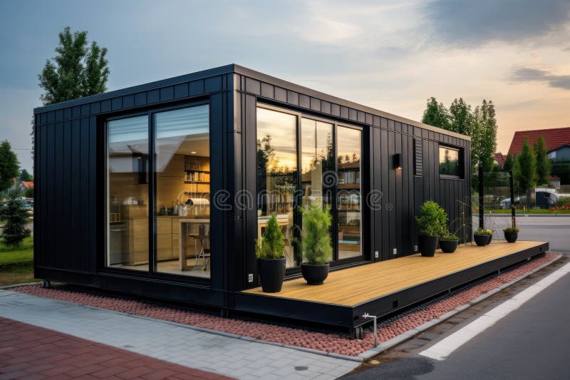 Innovative Eco Haven: Container House, the Perfect Portable Home for Sustainable Living. royalty free illustration