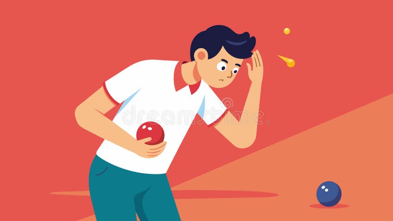 A player taking a moment to close their eyes and visualize their next shot honing in on their bocce balls desired stock illustration