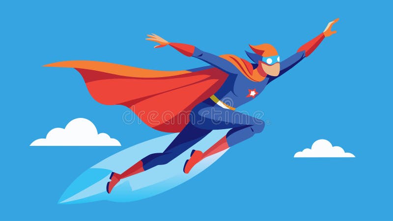 A skater flies through the air with arms outstretched looking like a superhero as they prepare for their next vector illustration