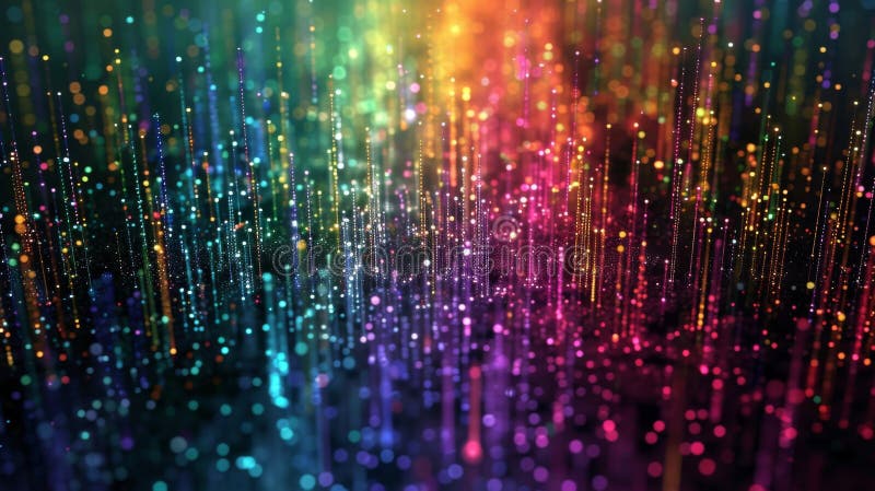 A surreal rainfall of colorful data encapsulating the essence of the digital world in a mesmerizing display of falling royalty free stock photos