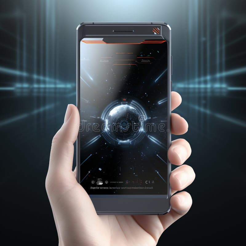 Unveiling a Futuristic Smartphone with Sleek Design and Brilliant Features stock images