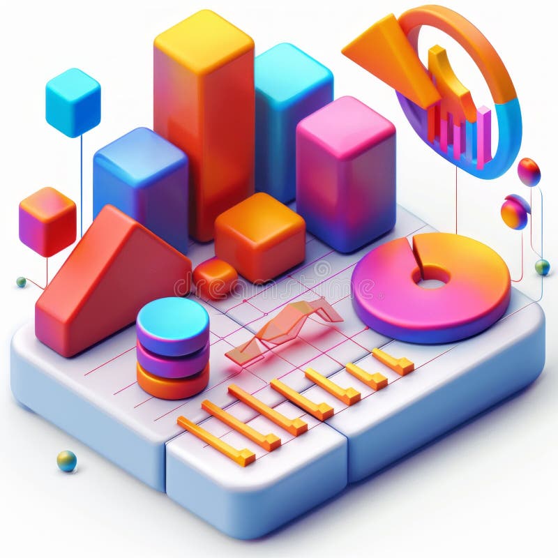 Vibrant Data Analytics Concept Illustration with Colorful Graphs. AI generated