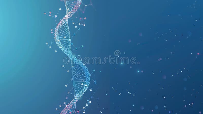 Vibrant DNA helix with blue and pink highlights, emphasizing advancements in genetic engineering and research vector illustration
