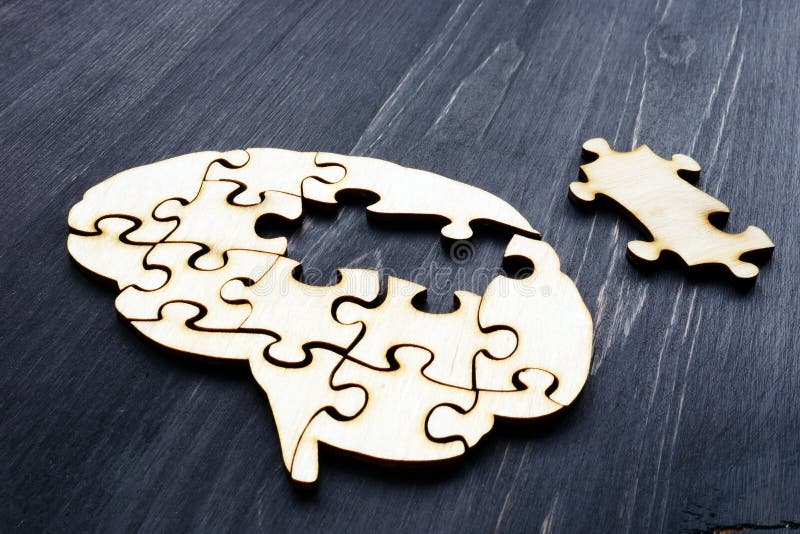 Brain from wooden puzzles. Mental Health and problems with memory. Brain from wooden puzzles. Mental Health and problems with memory