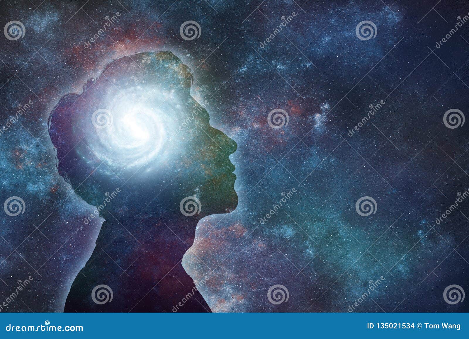 Side view of young man brain and thinking concepts