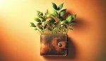 an image of a wallet with plants growing out of it, symbolizing the growth and positive impact of ethical spending.