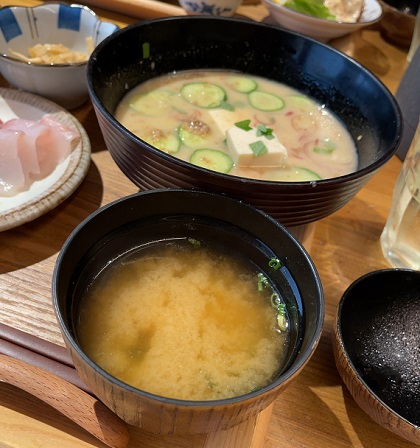 新宿みやざき館 KONNE くわんね 冷や汁定食 味噌汁