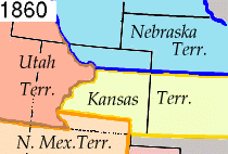 The territories of New Mexico, Utah, Kansas, and Nebraska before the creation of the Territory of Colorado