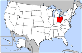 Map of the United States with Ohio highlighted