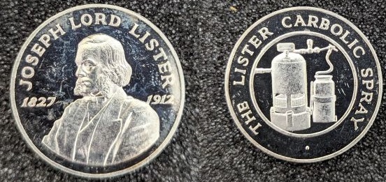 Medallion commemorating Lister's development of a carbolic spray device[451]