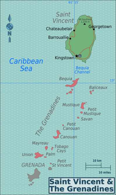 セントビンセント・グレナディーンの地図