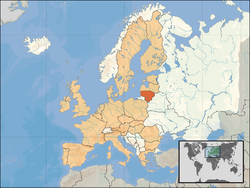 Location of ಲಿಥುವೇನಿಯ (orange) – in Europe (tan & white) – in the European Union (tan)  [Legend]