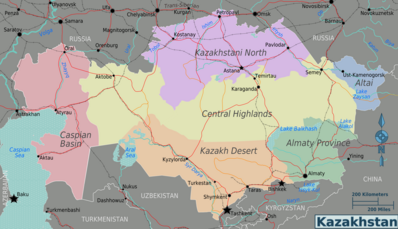 カザフスタンの地図