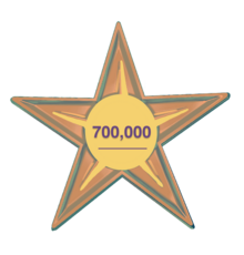 Star with the text "700,000"