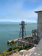 Alcatraz Island harbor guards tower.