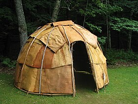 Reproduction of a Penobscot birch bark wigwam