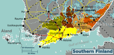 Southern Finland is divided into five regions.