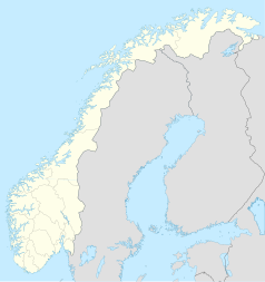 Mapa konturowa Norwegii, po lewej znajduje się punkt z opisem „BNN”