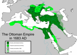 Jangkauan terluas Kesultanan Utsmaniyah tahun 1683