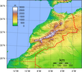 map, Atlas Mountains and Strait of Gibraltar