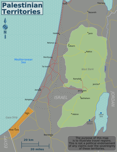 Mapa regionů Palestiny